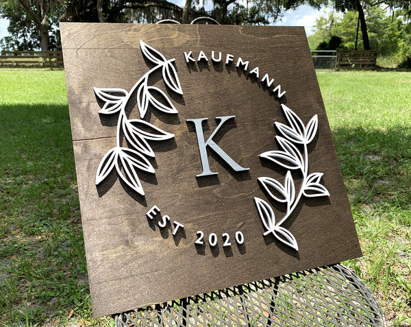 Wreath of Leaves | Wood Sign