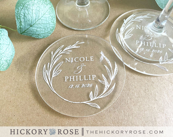 Wreathed Love | Acrylic Wedding Coasters