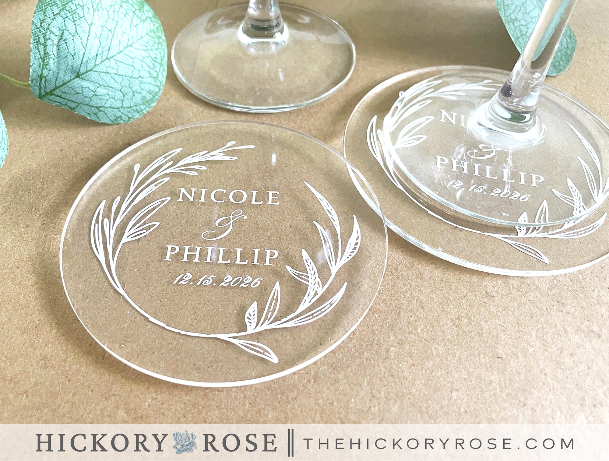 Wreathed Love | Acrylic Wedding Coasters