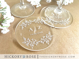 Wreathed Initials | Acrylic Wedding Coasters