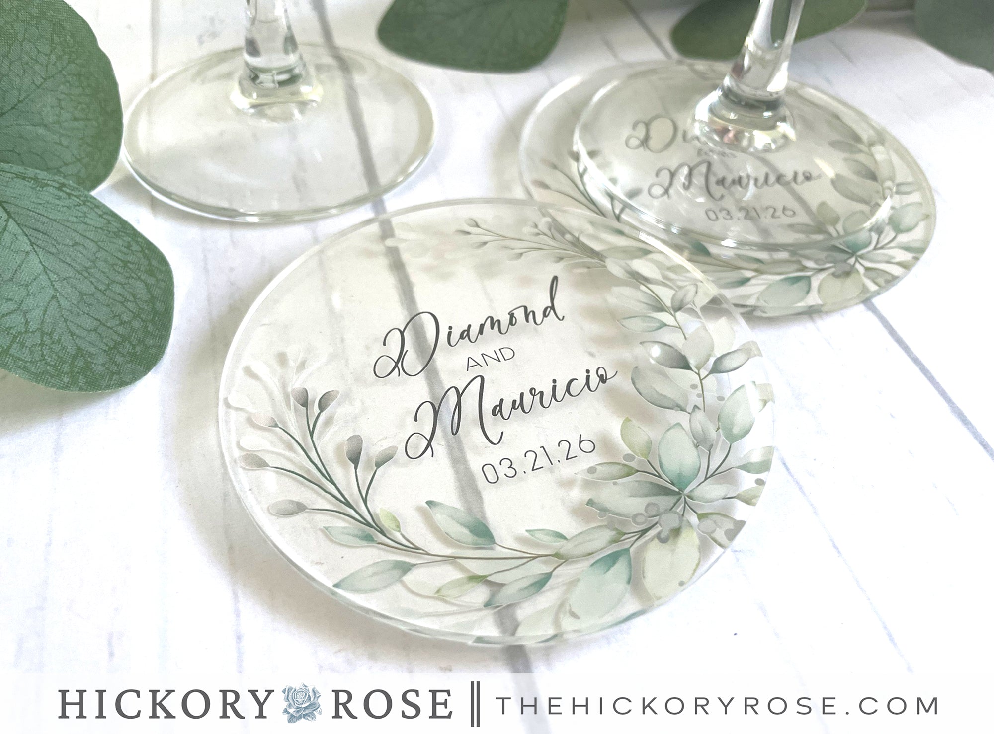 Pale Wreath | Acrylic Wedding Coasters