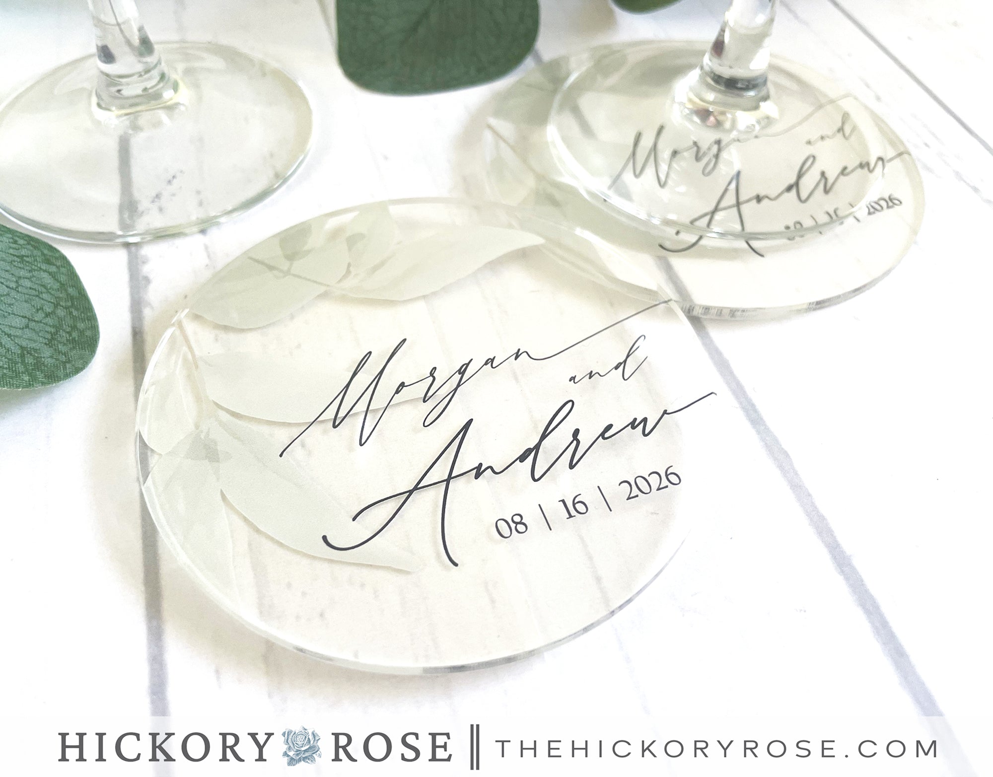 Sage Leaves | Acrylic Wedding Coasters