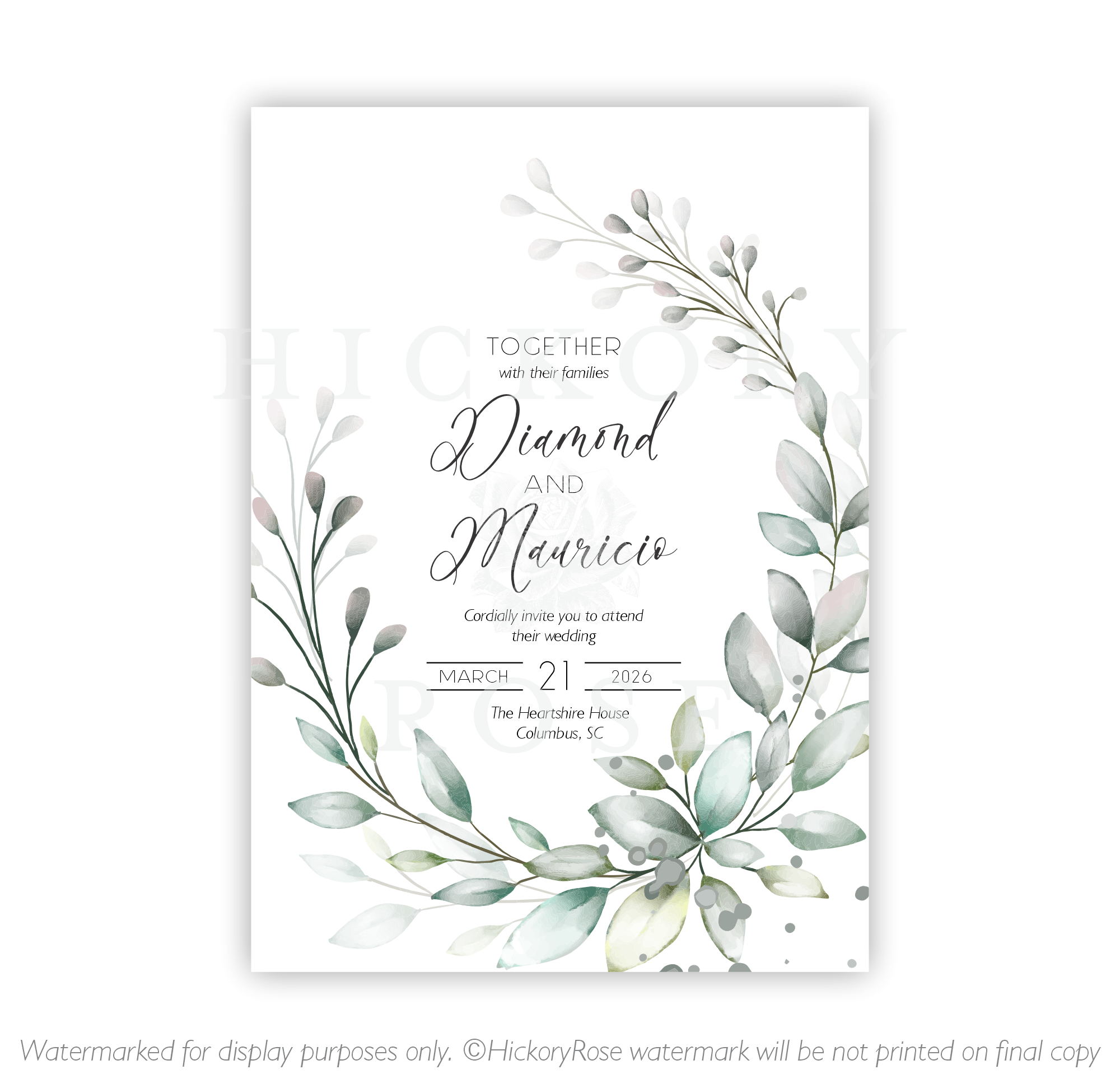 Pale Greenery | Wedding Invitation