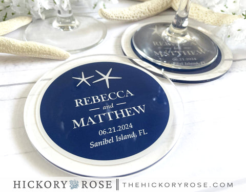 Stylish Starfish | Acrylic Wedding Coasters