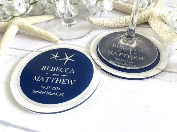 Stylish Starfish | Acrylic Wedding Coasters