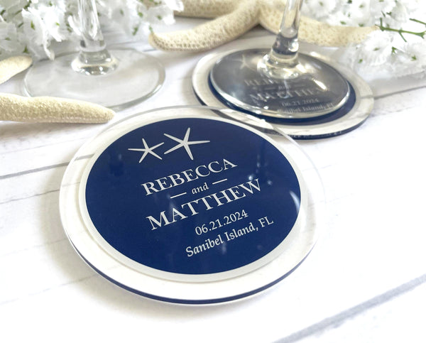 Stylish Starfish | Acrylic Wedding Coasters