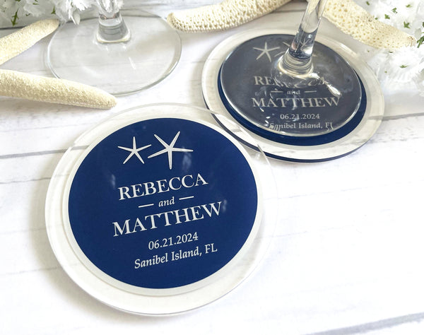 Stylish Starfish | Acrylic Wedding Coasters