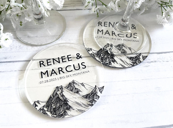 Mountain Range | Acrylic Wedding Coasters