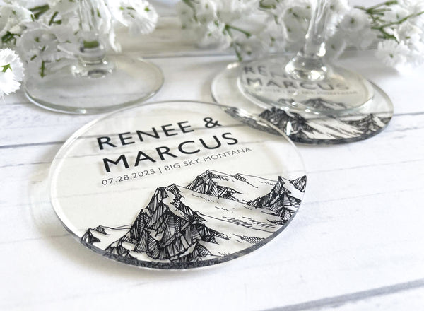 Mountain Range | Acrylic Wedding Coasters