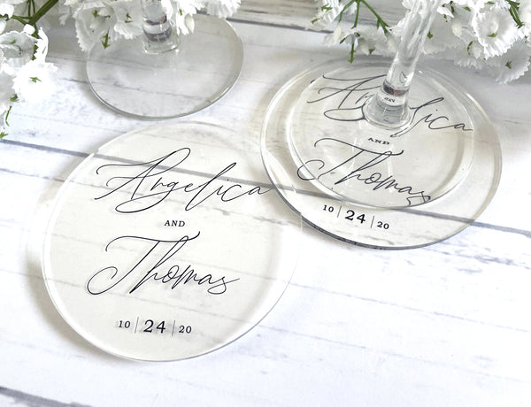 Stylish Script | Acrylic Wedding Coasters