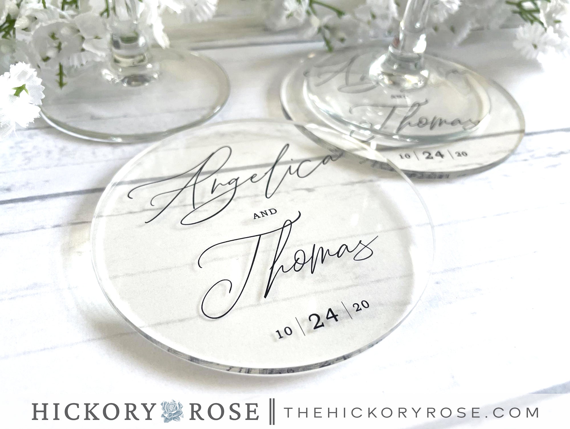 Stylish Script | Acrylic Wedding Coasters