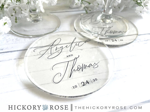Stylish Script | Acrylic Wedding Coasters