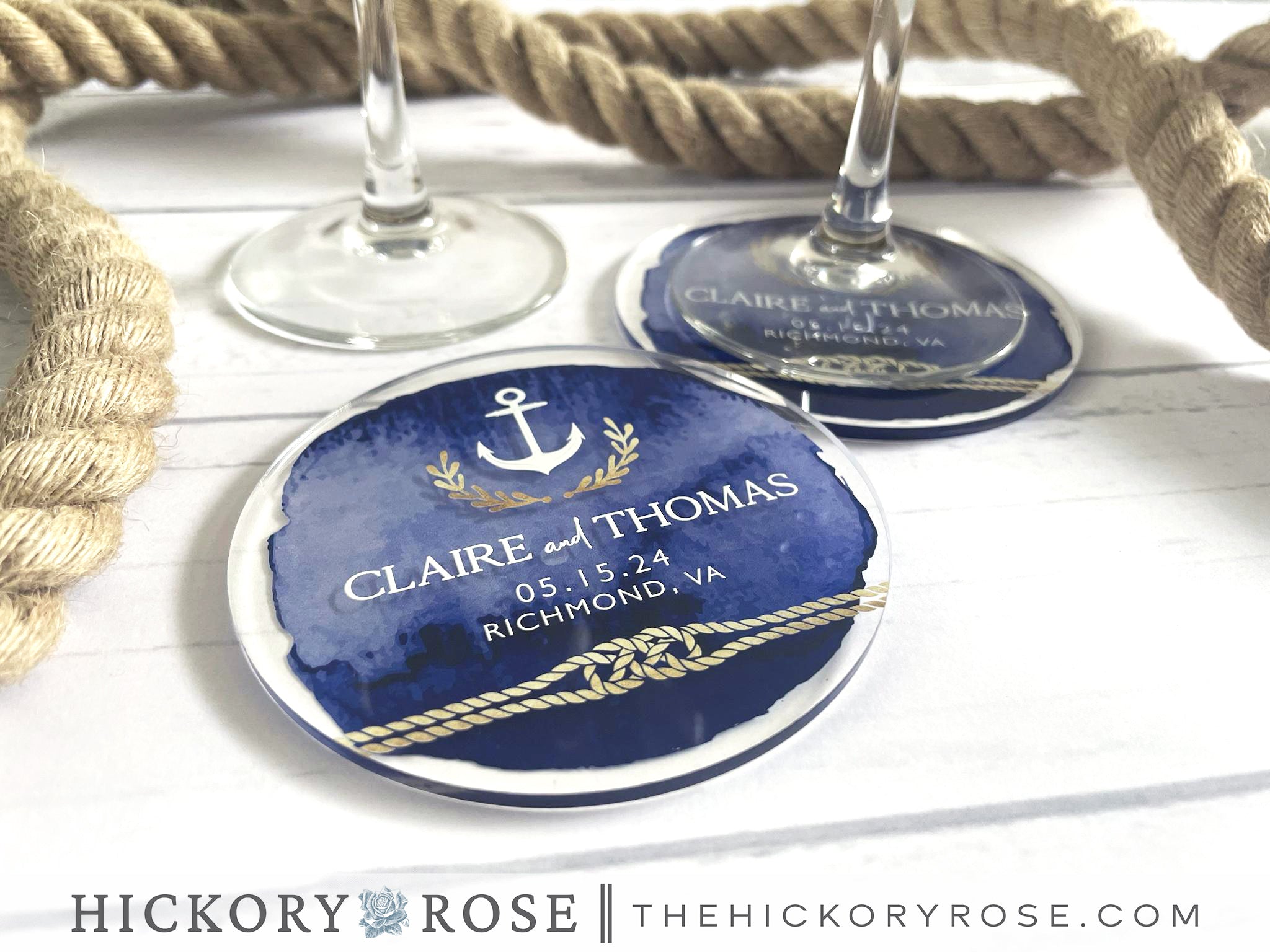Nautical Blues | Acrylic Wedding Coasters