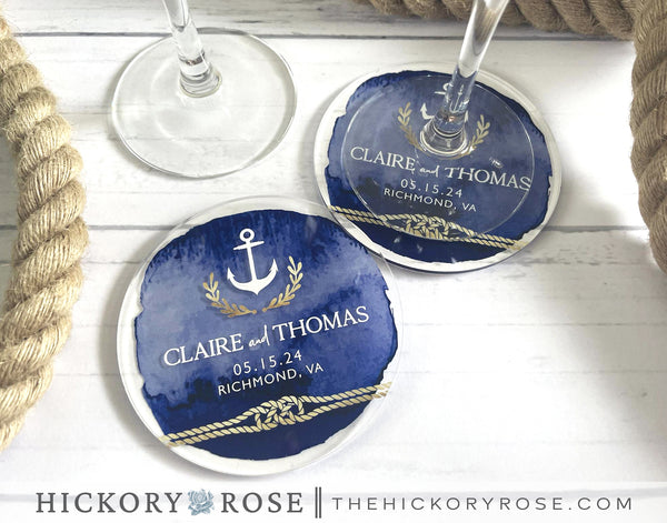 Nautical Blues | Acrylic Wedding Coasters