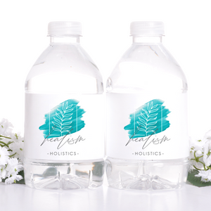 Custom water bottle labels branded with your business logo. Great for promotional packages and advertising, these bottle labels make an eye catching statement.