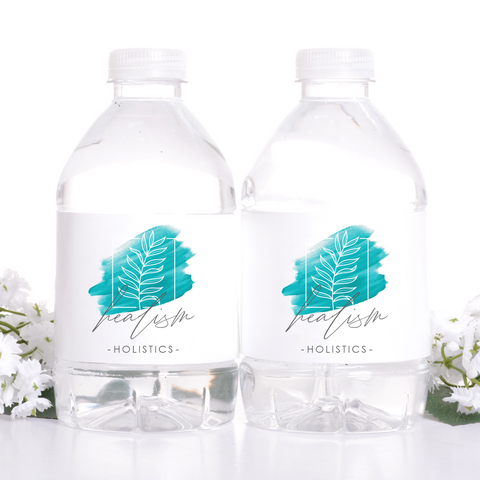 Custom water bottle labels branded with your business logo. Great for promotional packages and advertising, these bottle labels make an eye catching statement.