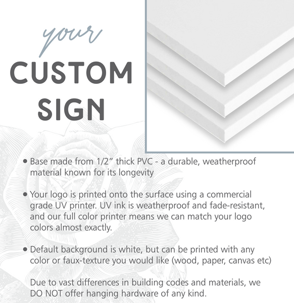 Hickory Rose Storefront PVC Sign – High-quality, lightweight business signage crafted from 1/2" thick weatherproof PVC.