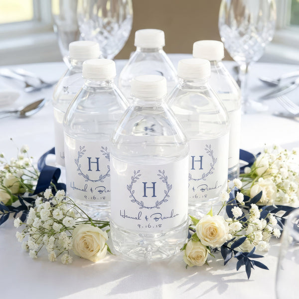 Wreathed Initial | Water Bottle Labels