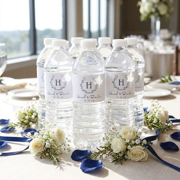 Wreathed Initial | Water Bottle Labels