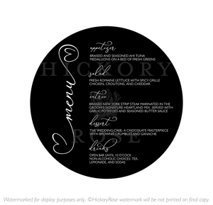 Lovely Hearts | Wedding Menus