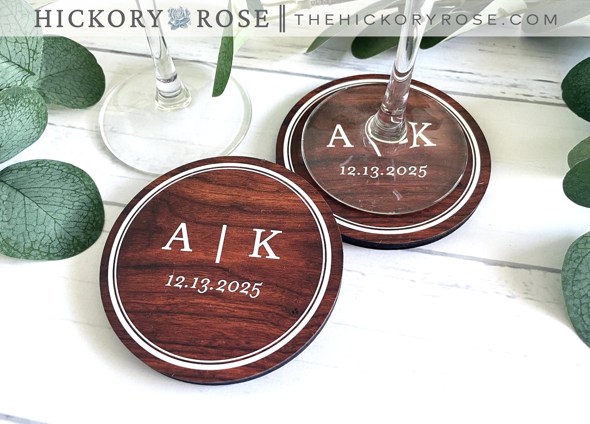 Classic Initials | Wooden Wedding Coasters