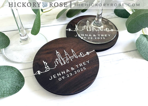NYC Skyline | Wooden Wedding Coasters
