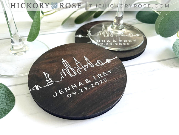 NYC Skyline | Wooden Wedding Coasters