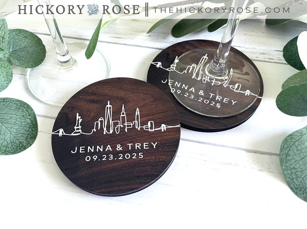 NYC Skyline | Wooden Wedding Coasters