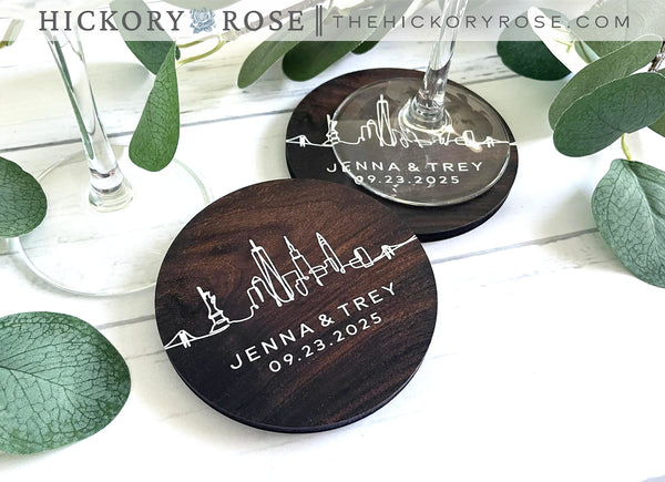 NYC Skyline | Wooden Wedding Coasters