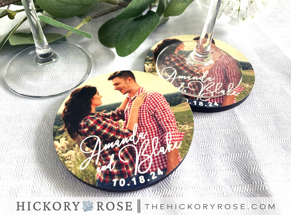 Custom Photo | Wooden Wedding Coasters