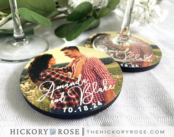 Custom Photo | Wooden Wedding Coasters