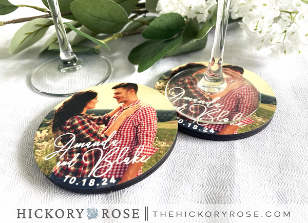 Custom Photo | Wooden Wedding Coasters