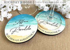 Bright Seashore | Wooden Wedding Coasters