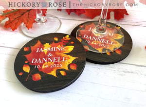 Autumn Leaves | Wooden Wedding Coasters
