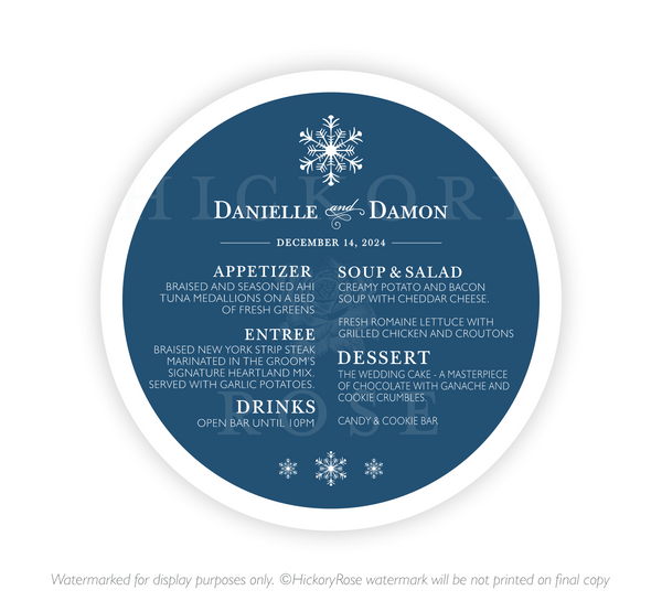 Simple Snowflake | Wedding Menus