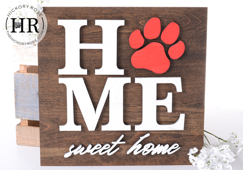 Paw Print Home | Wood Sign