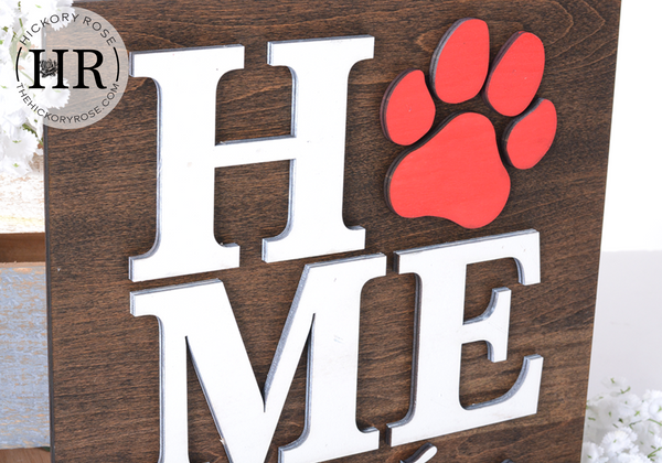 Paw Print Home | Wood Sign