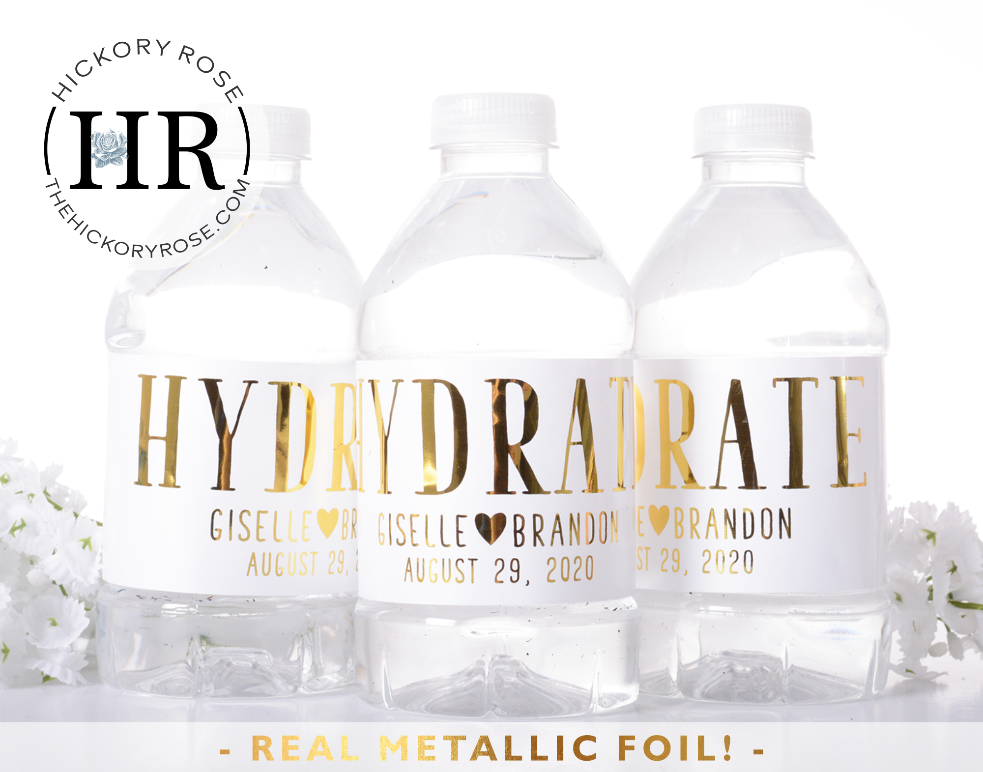Hydrate | Metallic Water Bottle Labels