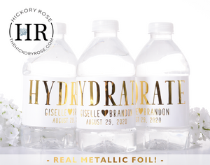 Hydrate | Metallic Water Bottle Labels