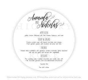 Simply Stylish | Wedding Menus
