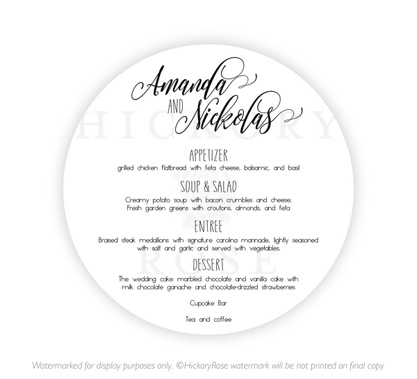 Simply Stylish | Wedding Menus