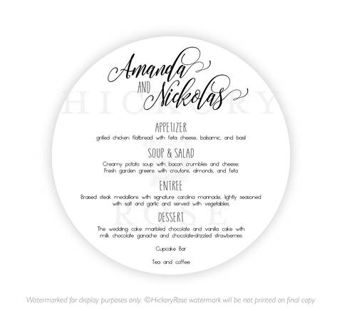 Simply Stylish | Wedding Menus