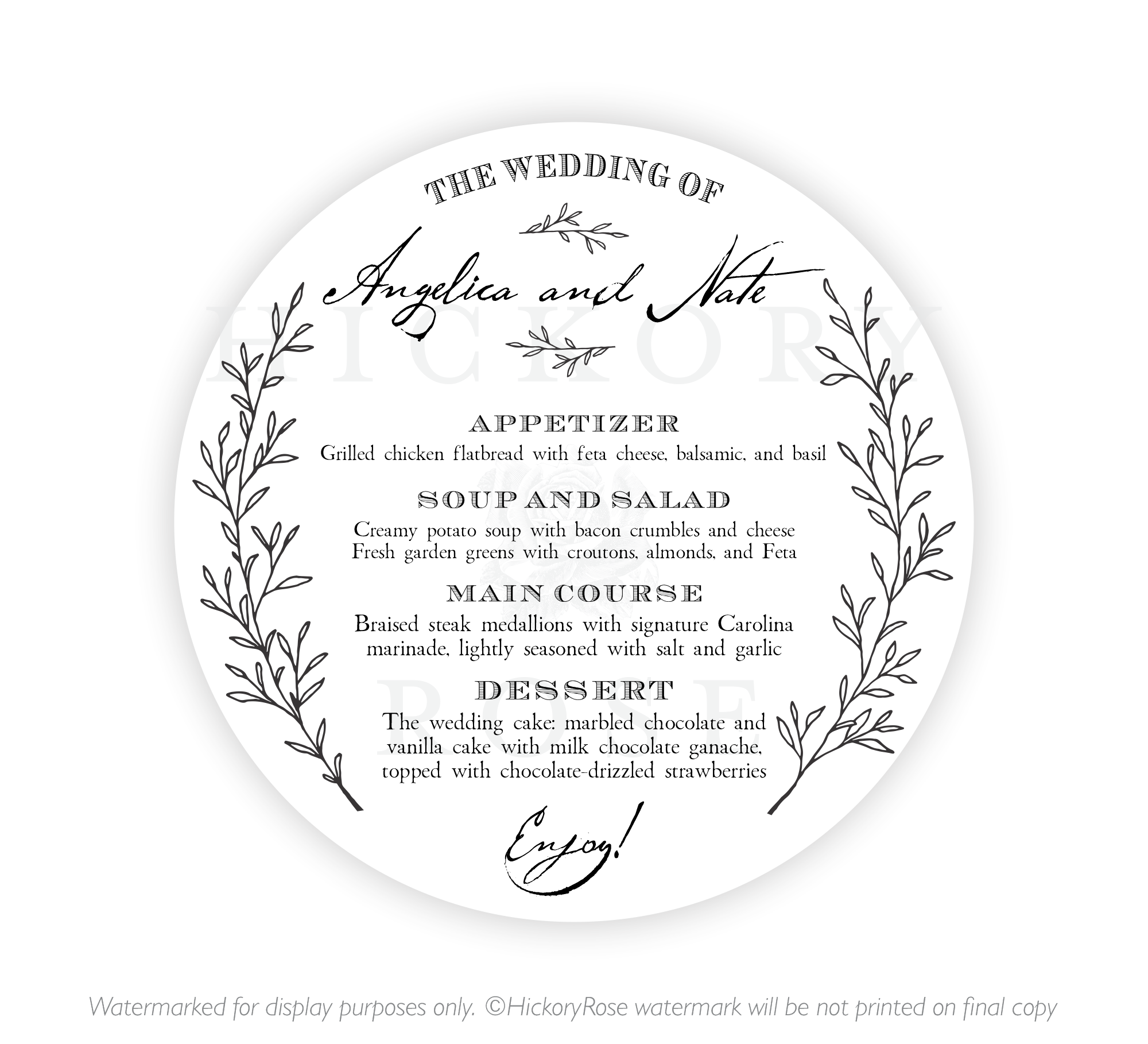 Farmhouse Style | Wedding Menus