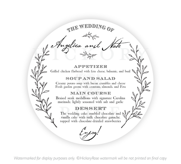 Farmhouse Style | Wedding Menus