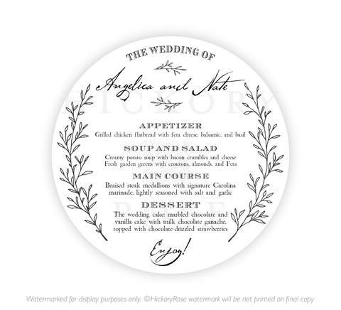 Farmhouse Style | Wedding Menus