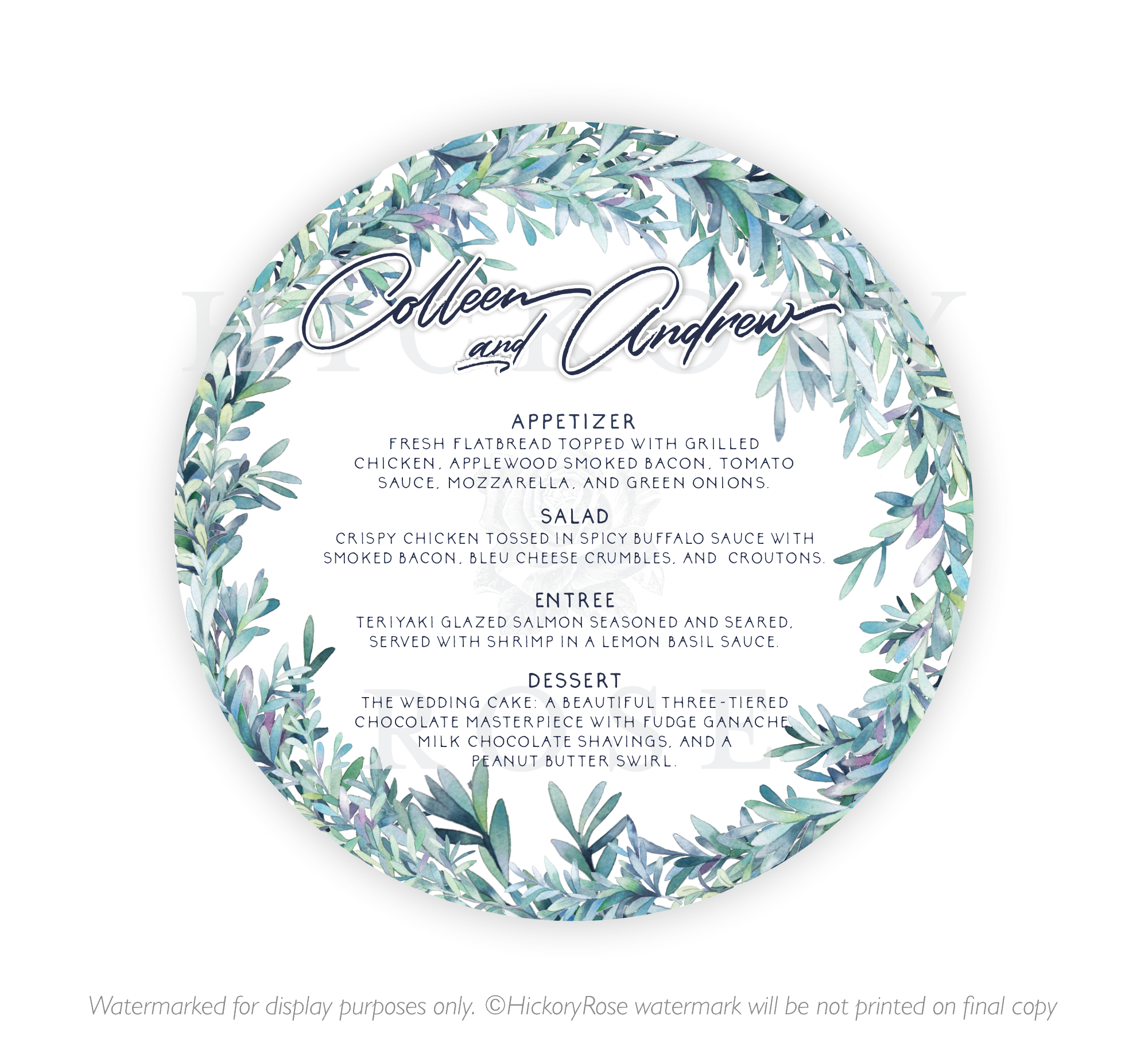 Winter Wreath | Wedding Menus