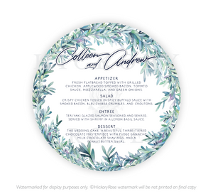 Winter Wreath | Wedding Menus