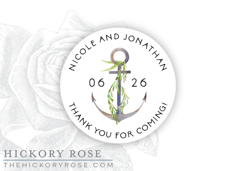 Nautical Greenery | Round Stickers