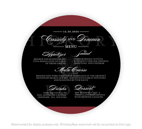 Timeless Elegance | Wedding Menus
