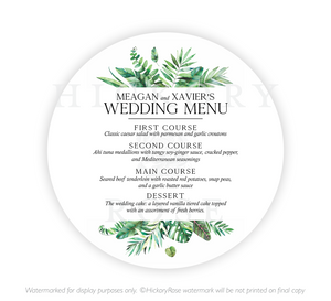 Jungle Greens | Wedding Menus